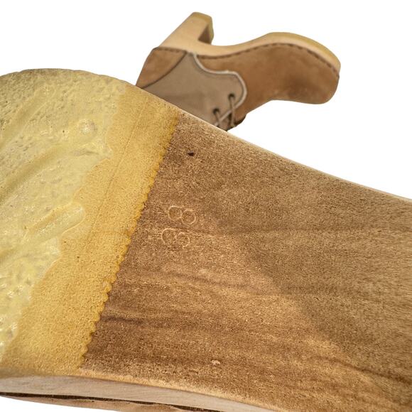 No. 6 Suede Fur High Heel Lace Up Shearling Boots Tan & Brown Size 38 (US 7.5) - Picture 11 of 13